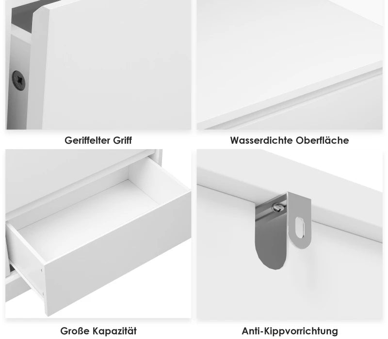 Getone White Chest of Drawers Bedroom, Tall Chest of Drawers with 6 Drawers, Bedroom Furniture Dresser Storage Cupboard Cabinet Bedroom Dresser, for Dining Room Living Room Hallway 120x40x82cm