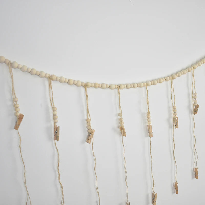 1 Pc Photo Display Wall Hanging Decor Boho Home Decoration Wooden Beads Macrame Tapestry For Wall Hanging Room Decors Aesthetic
