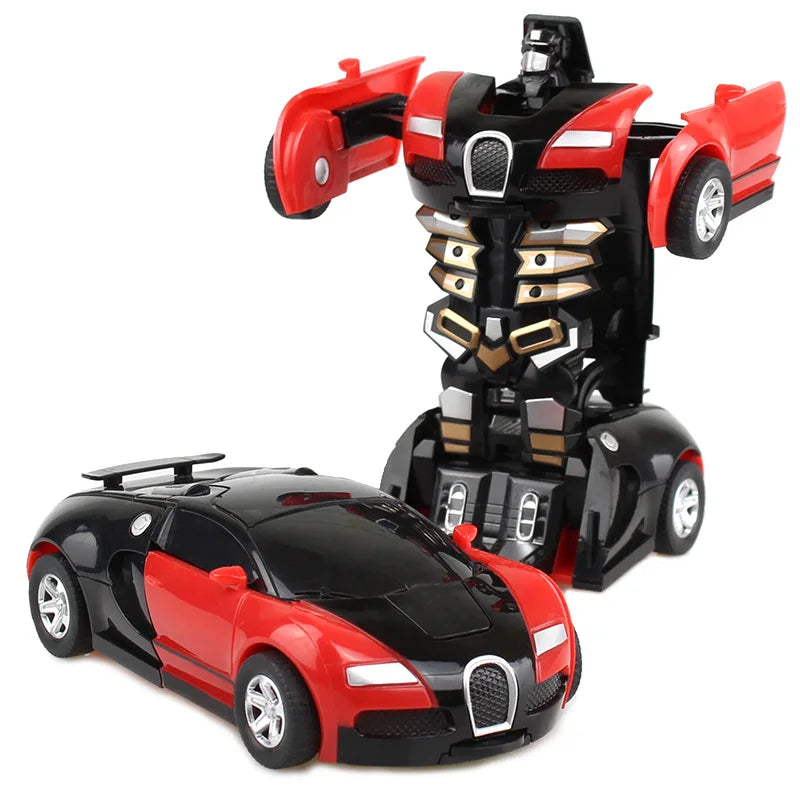 Kids Toys One-key Deformation Car Automatic Transform Robot Diecasts Toy Funny Mini 2 In 1 Plastic Model Car Amazing Gifts Boys
