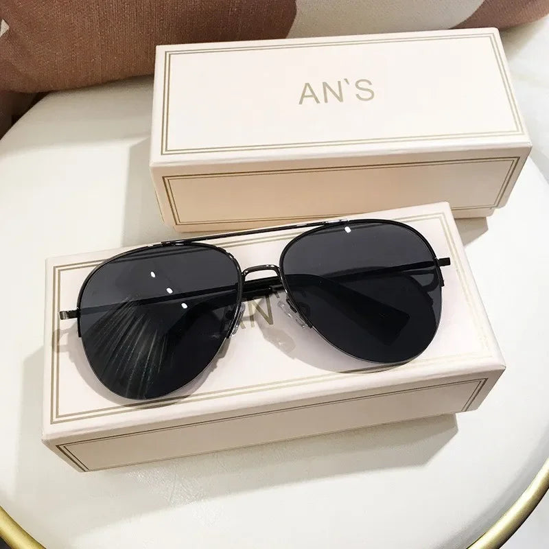 Classic Sunglass Aviator Metal Frame Outdoor Sports Anti-UV 400 Driving Sunglasses Glasses Unisex Ins Style Trendy Hip Hop