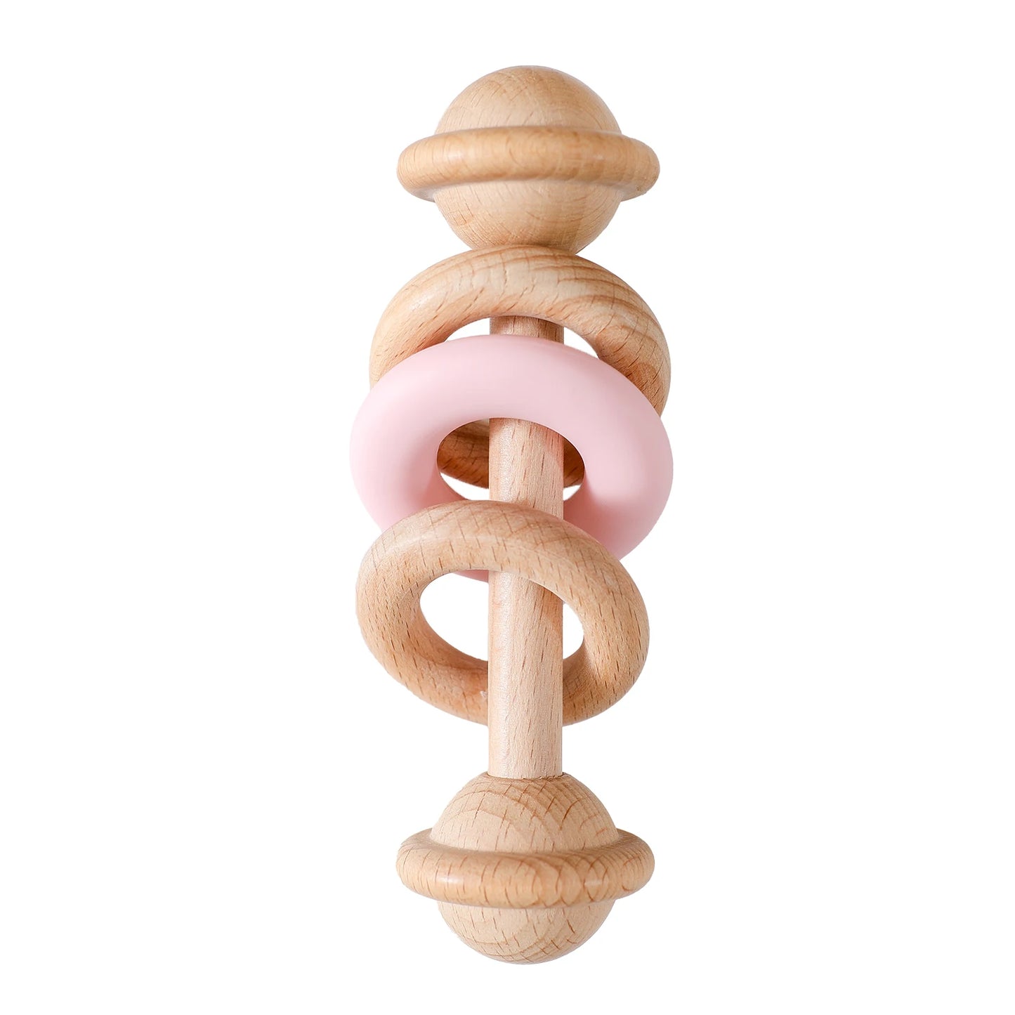 Baby Toys Wooden Rattles Silicone Ring Baby Rattles and Mobiles 0 12 Months Sensory Toys for Baby Wooden Teether for Baby Gifts