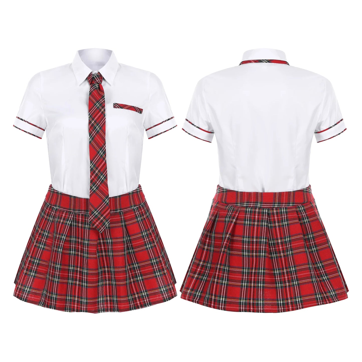 Women Sexy Student Uniform Role Play Outfit Cosplay Lingerie School Girl Shirt Top Pleated Miniskirt Erotic Cheerleader Costume
