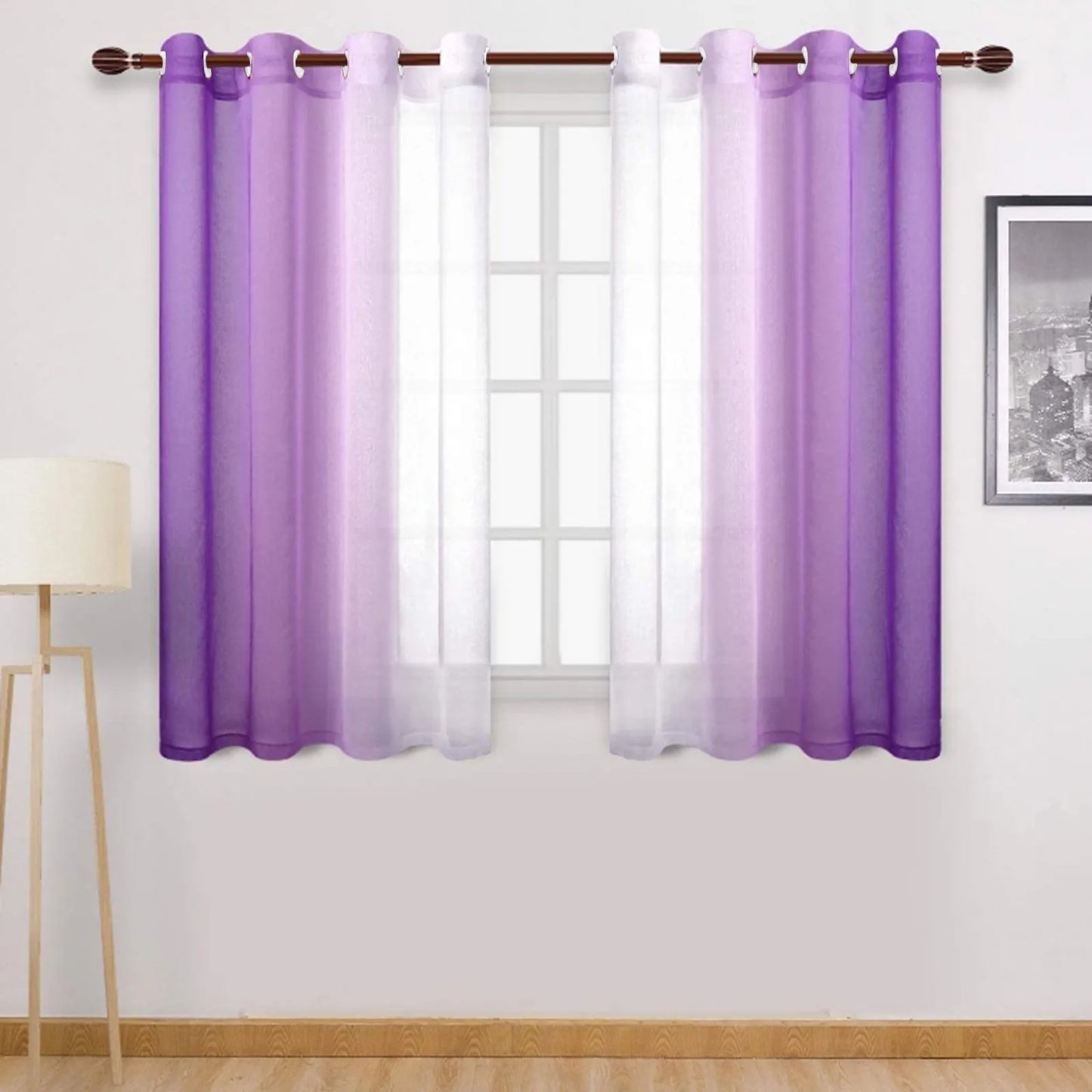 Blackout Curtains for Bedroom Faux Grommet Light Filtering Semi Sheer Gradient Window Curtain for Living Room Heat Blocking
