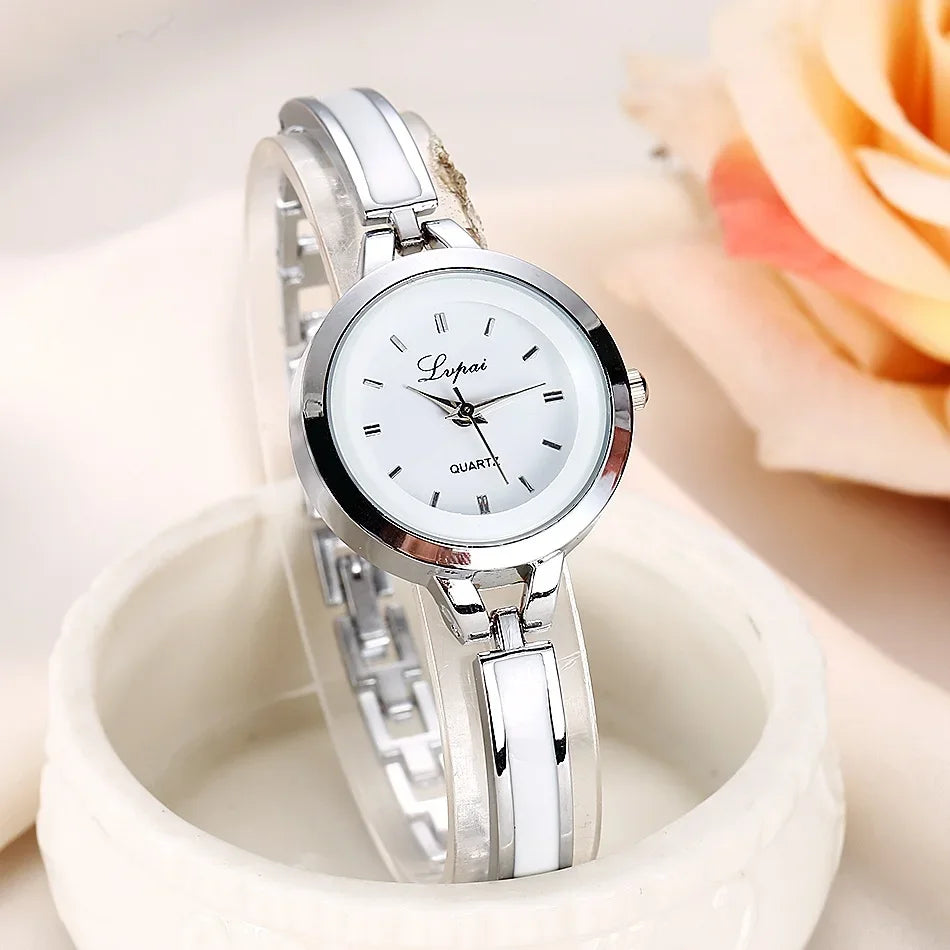 Women Luxury Rose Gold Silver Bracelet Wristwatch Ladies Alloy Simple Casual Quartz Watch Clock Watch for Women Watches Ladies