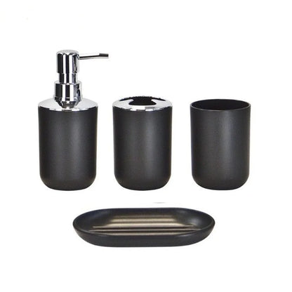 Modern Bathroom Essentials Set/Includes Toothbrush Holder, Waste Bin, Toilet Brush, Cup, Soap Dish and Soap Dispenser