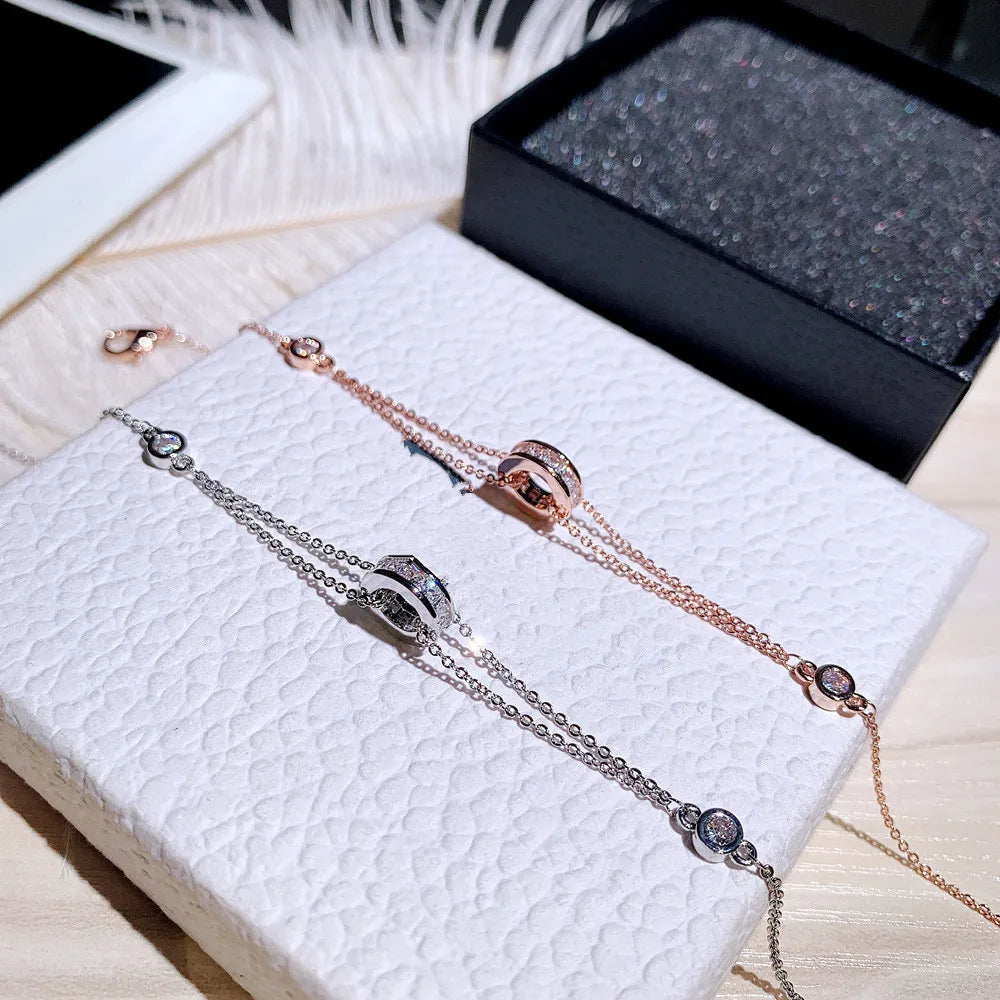 Luxury Bling AAA Zircon Buckle Women Bracelet Handmade High Quality Sparking CZ Copper Plated Read Gold Pulseras Brasselet