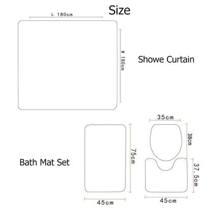 3D Blue Marble Print Shower Curtain 4 Piece Carpet Cover Toilet Cover Bath Mat Pad Set Bathroom Curtain with 12 Hooks Home Decor