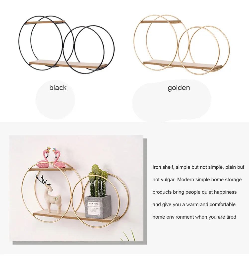 Room Rack Decoration Wall Circular Hanging Home Decor Shelves Candle Holder Aesthetic And Supports Wooden Teen Living Floating