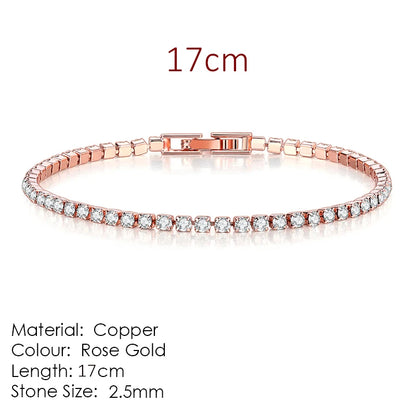 Fashion 2.5mm Zirconia Tennis Bracelet for Women Crystal Charm Designer Tennis Thin Chain Bracelet on Hand Wedding Jewelry KC128