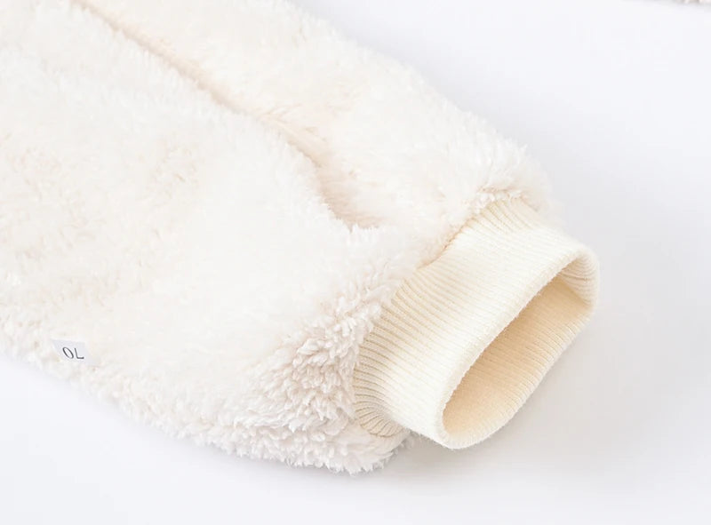 Baby Boy Clothes Spring Autumn Hooded Warm Baby Rompers Cute Plush Bear Overall Toddler Girl Jumpsuit Infants Crawling Clothing