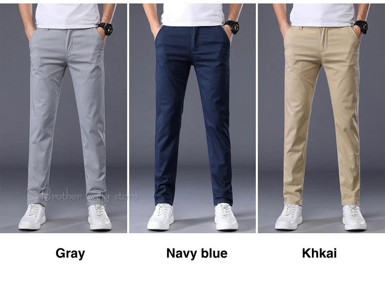 7 Colors Men's Classic Solid Color Summer Thin Casual Pants Business Fashion Stretch Cotton Slim Brand Trousers Male