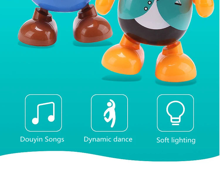Kids Dance Robot Toy Plastic Cute Cartoon Walking Animal Electric Musical Light Shake Doll Early Educational Toys For Children