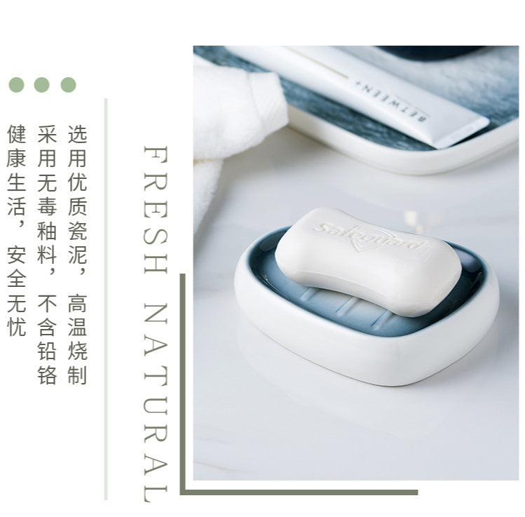 Ceramic Bathroom Accessories Sets Gradient Lotion Dispenser Pump Bottle Toothbrush Holder Mouthwash Cup Soap Dish Washing Tools