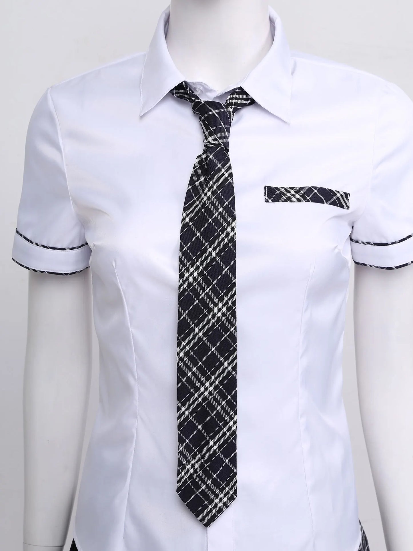 Women Sexy Student Uniform Role Play Outfit Cosplay Lingerie School Girl Shirt Top Pleated Miniskirt Erotic Cheerleader Costume