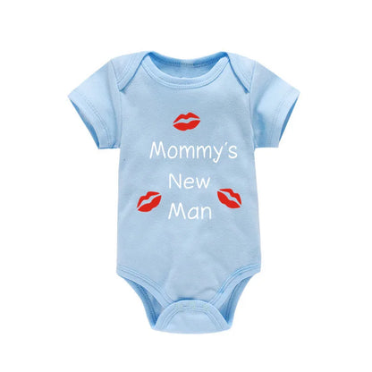 Newborn Baby Clothes Short Sleeve Boy Clothing Mommy's New Man Design 100% Cotton Rompers De Bebe Costumes Black