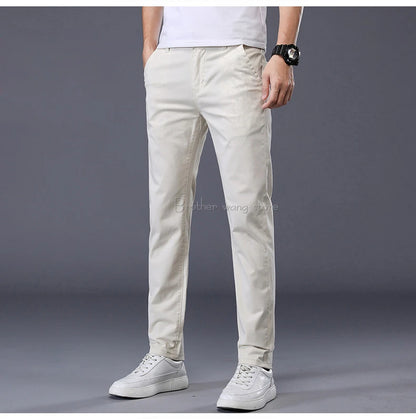 7 Colors Men's Classic Solid Color Summer Thin Casual Pants Business Fashion Stretch Cotton Slim Brand Trousers Male