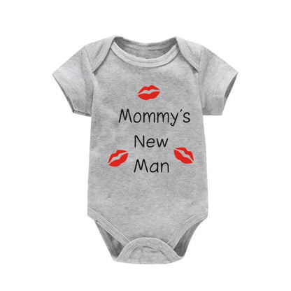 Newborn Baby Clothes Short Sleeve Boy Clothing Mommy's New Man Design 100% Cotton Rompers De Bebe Costumes Black