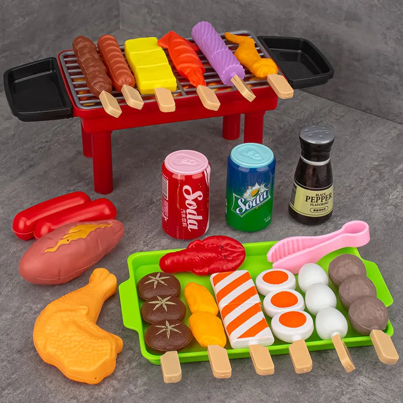 Kids Barbecue Food Set Kitchen Pretend Play Cooking Toys Girl Early Education Outdoor BBQ Parents-Child Interactive Toy