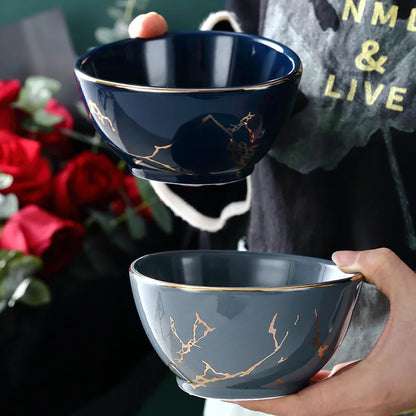 Nordic Dinner Irregular Plates Ins Gold Inlay Dinner Dish Marble Steak Plates Ceramic Dishes Tray Dinnerware Sets Drop Shipping