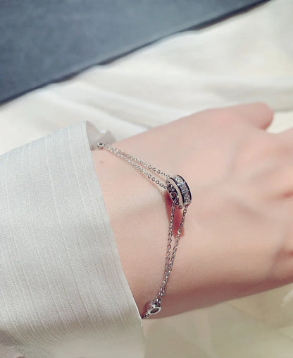 Luxury Bling AAA Zircon Buckle Women Bracelet Handmade High Quality Sparking CZ Copper Plated Read Gold Pulseras Brasselet