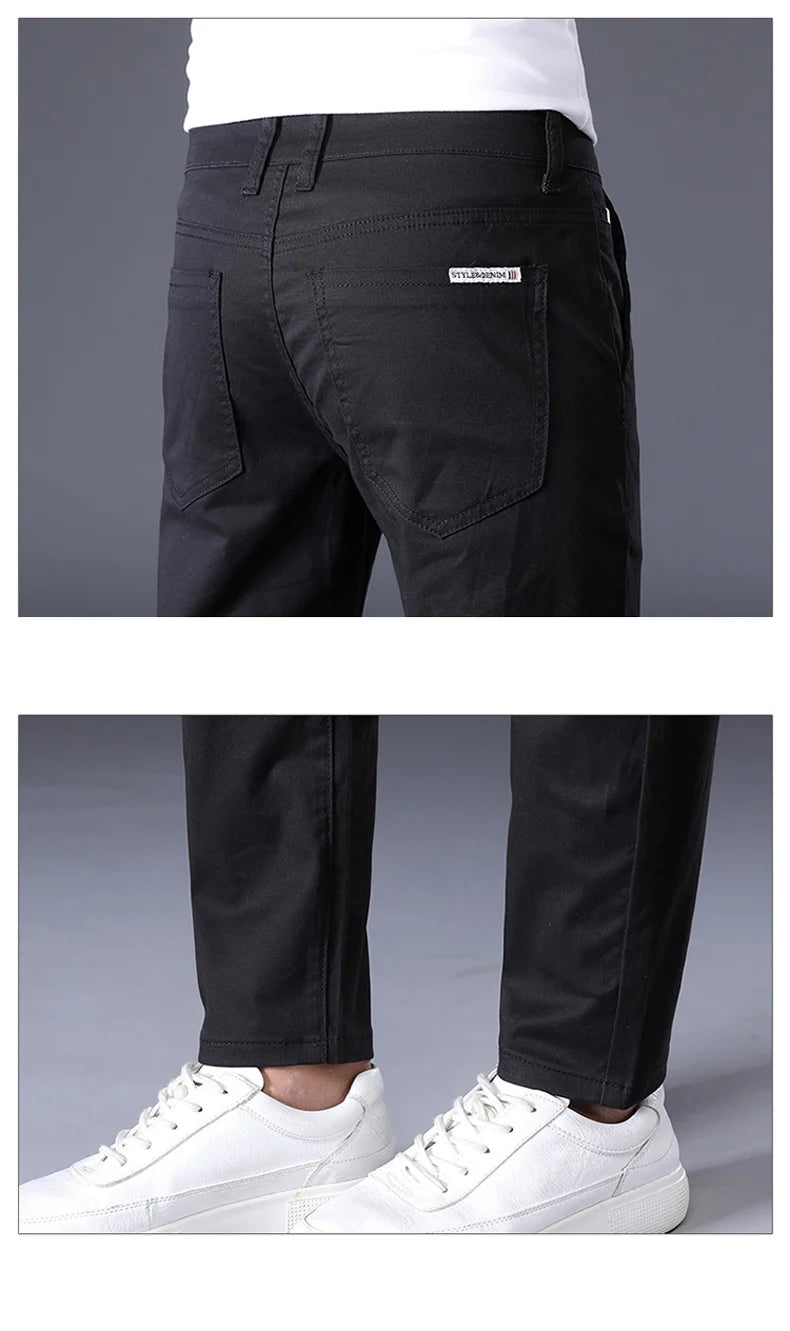 7 Colors Men's Classic Solid Color Summer Thin Casual Pants Business Fashion Stretch Cotton Slim Brand Trousers Male