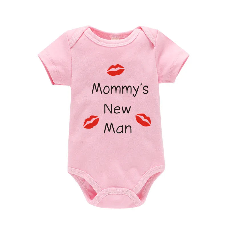 Newborn Baby Clothes Short Sleeve Boy Clothing Mommy's New Man Design 100% Cotton Rompers De Bebe Costumes Black