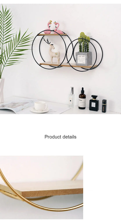 Room Rack Decoration Wall Circular Hanging Home Decor Shelves Candle Holder Aesthetic And Supports Wooden Teen Living Floating