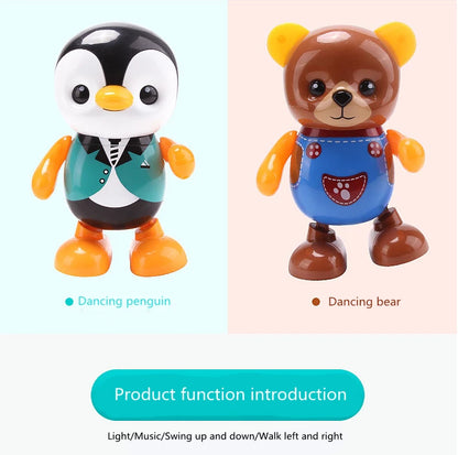 Kids Dance Robot Toy Plastic Cute Cartoon Walking Animal Electric Musical Light Shake Doll Early Educational Toys For Children