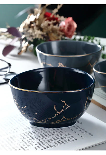 Nordic Dinner Irregular Plates Ins Gold Inlay Dinner Dish Marble Steak Plates Ceramic Dishes Tray Dinnerware Sets Drop Shipping