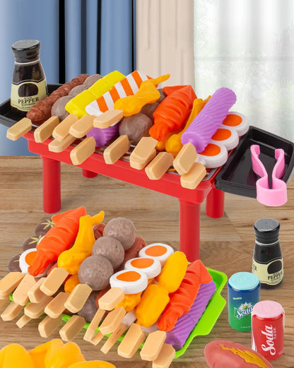 Kids Barbecue Food Set Kitchen Pretend Play Cooking Toys Girl Early Education Outdoor BBQ Parents-Child Interactive Toy