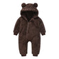 Baby Boy Clothes Spring Autumn Hooded Warm Baby Rompers Cute Plush Bear Overall Toddler Girl Jumpsuit Infants Crawling Clothing