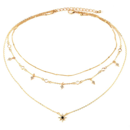 Bls-miracle Boho Crystal Pendant Necklace Fashion Multilayer Star Necklaces Statement Deck Chain For Women Jewelry Gift NX-53
