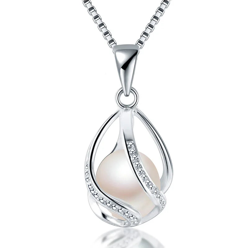 Cauuev genuine 100% Natural freshwater  Pearl Jewelry Hot Selling 925 Sterling Silver Pendant Necklace gift For Women Female Jew
