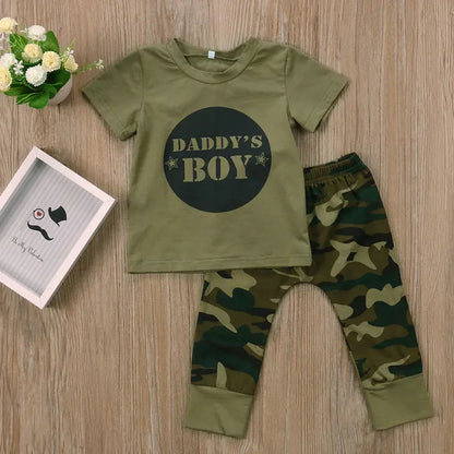 Newborn Baby Boy Clothes Camouflage Print Toddler Girl Clothes T-shirt Harem Pant 2Pcs Boys Set Children Infant Outfit A255