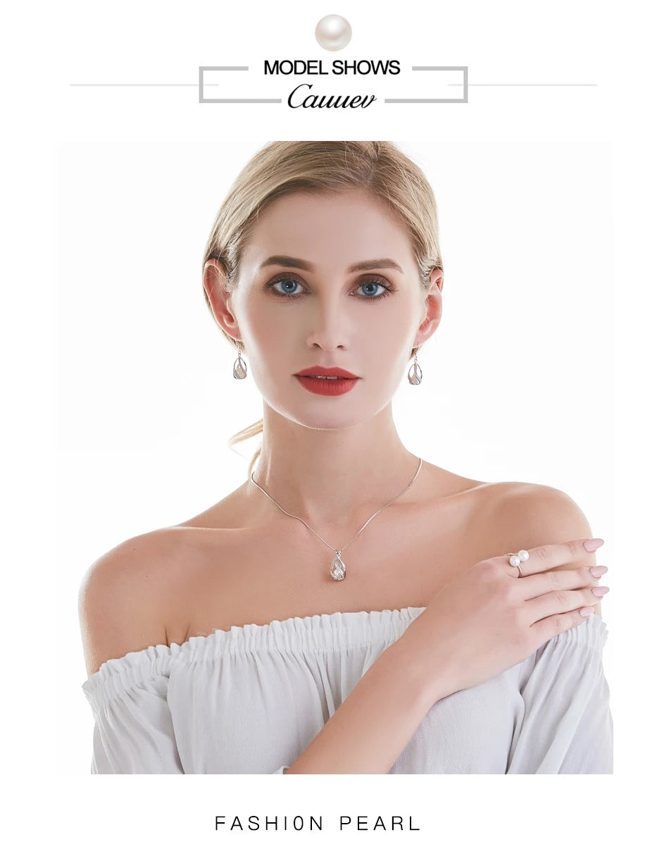 Cauuev genuine 100% Natural freshwater  Pearl Jewelry Hot Selling 925 Sterling Silver Pendant Necklace gift For Women Female Jew