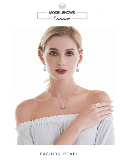 Cauuev genuine 100% Natural freshwater  Pearl Jewelry Hot Selling 925 Sterling Silver Pendant Necklace gift For Women Female Jew
