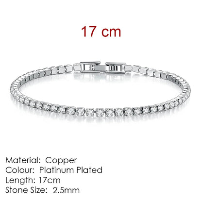 Fashion 2.5mm Zirconia Tennis Bracelet for Women Crystal Charm Designer Tennis Thin Chain Bracelet on Hand Wedding Jewelry KC128