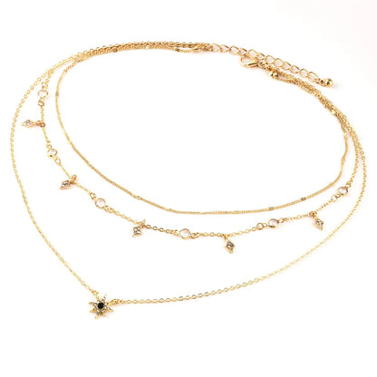 Bls-miracle Boho Crystal Pendant Necklace Fashion Multilayer Star Necklaces Statement Deck Chain For Women Jewelry Gift NX-53