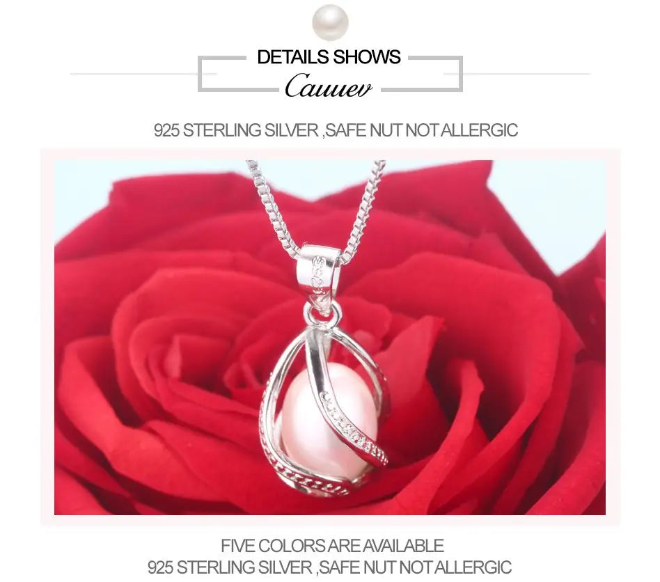 Cauuev genuine 100% Natural freshwater  Pearl Jewelry Hot Selling 925 Sterling Silver Pendant Necklace gift For Women Female Jew
