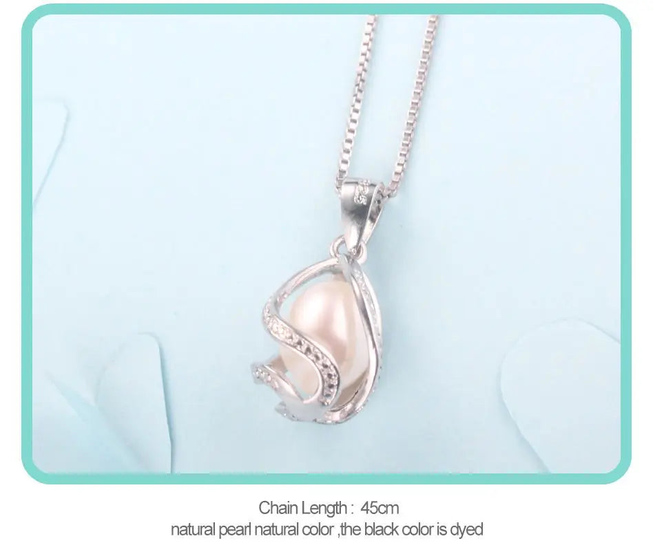 Cauuev genuine 100% Natural freshwater  Pearl Jewelry Hot Selling 925 Sterling Silver Pendant Necklace gift For Women Female Jew