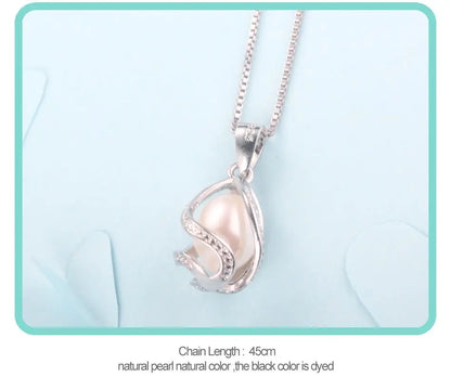 Cauuev genuine 100% Natural freshwater  Pearl Jewelry Hot Selling 925 Sterling Silver Pendant Necklace gift For Women Female Jew