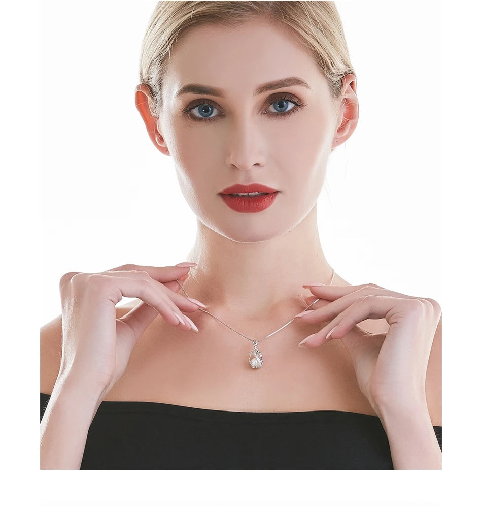 Cauuev genuine 100% Natural freshwater  Pearl Jewelry Hot Selling 925 Sterling Silver Pendant Necklace gift For Women Female Jew