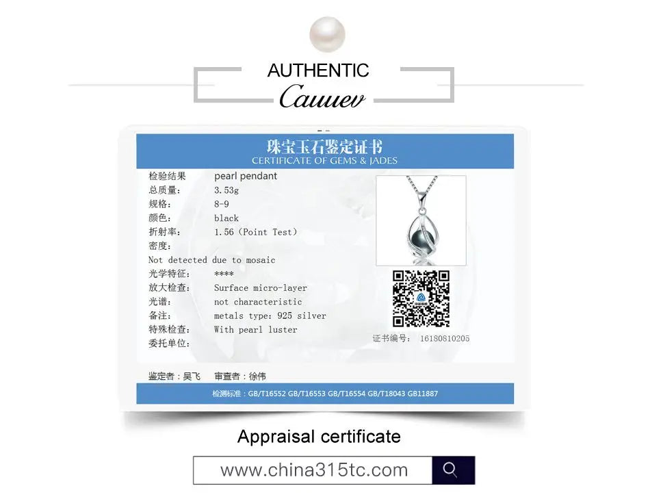 Cauuev genuine 100% Natural freshwater  Pearl Jewelry Hot Selling 925 Sterling Silver Pendant Necklace gift For Women Female Jew