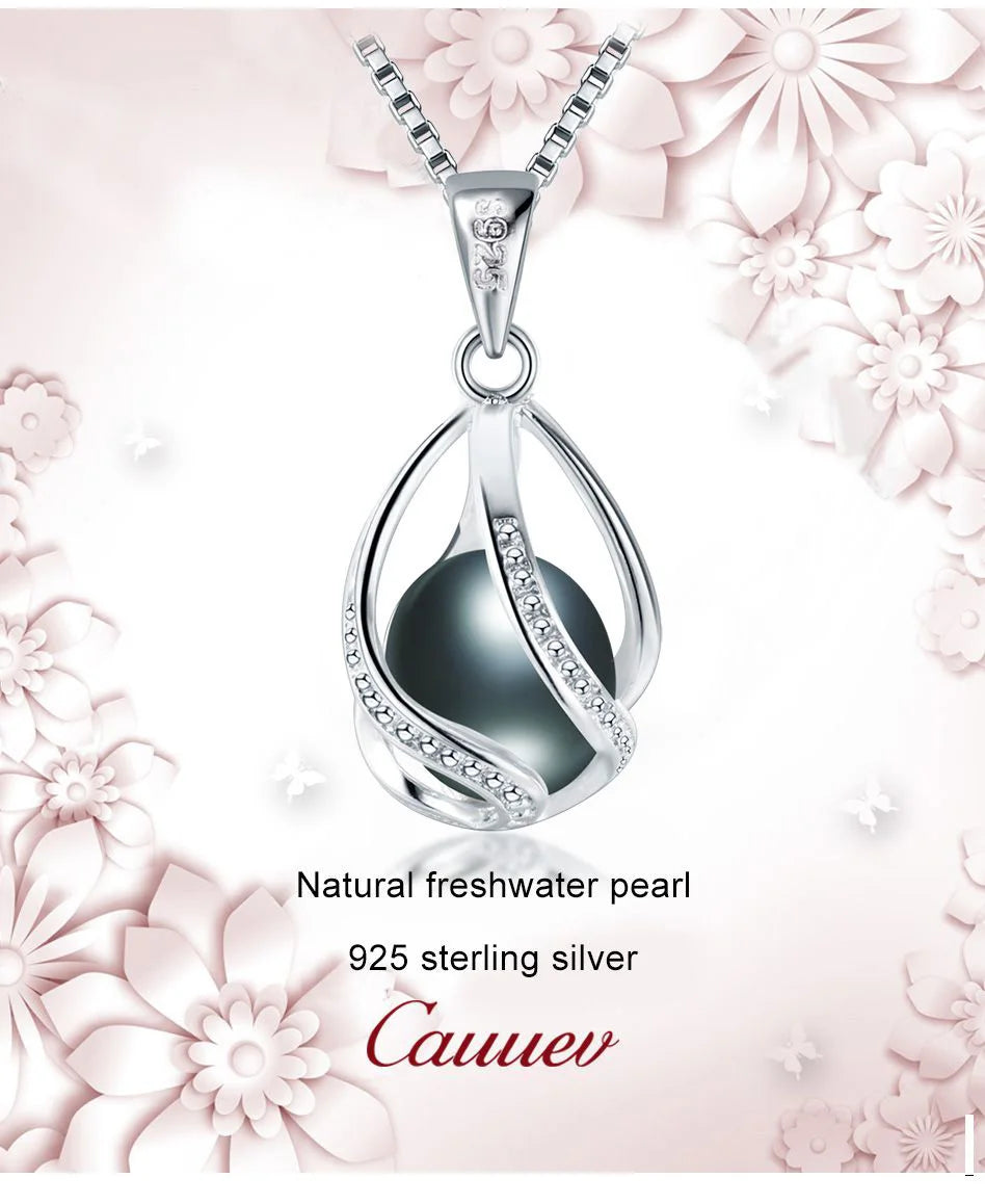 Cauuev genuine 100% Natural freshwater  Pearl Jewelry Hot Selling 925 Sterling Silver Pendant Necklace gift For Women Female Jew