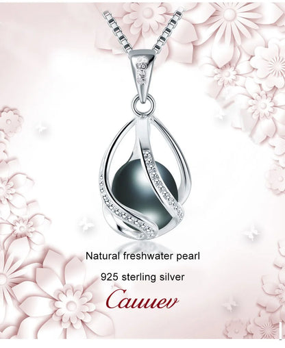 Cauuev genuine 100% Natural freshwater  Pearl Jewelry Hot Selling 925 Sterling Silver Pendant Necklace gift For Women Female Jew