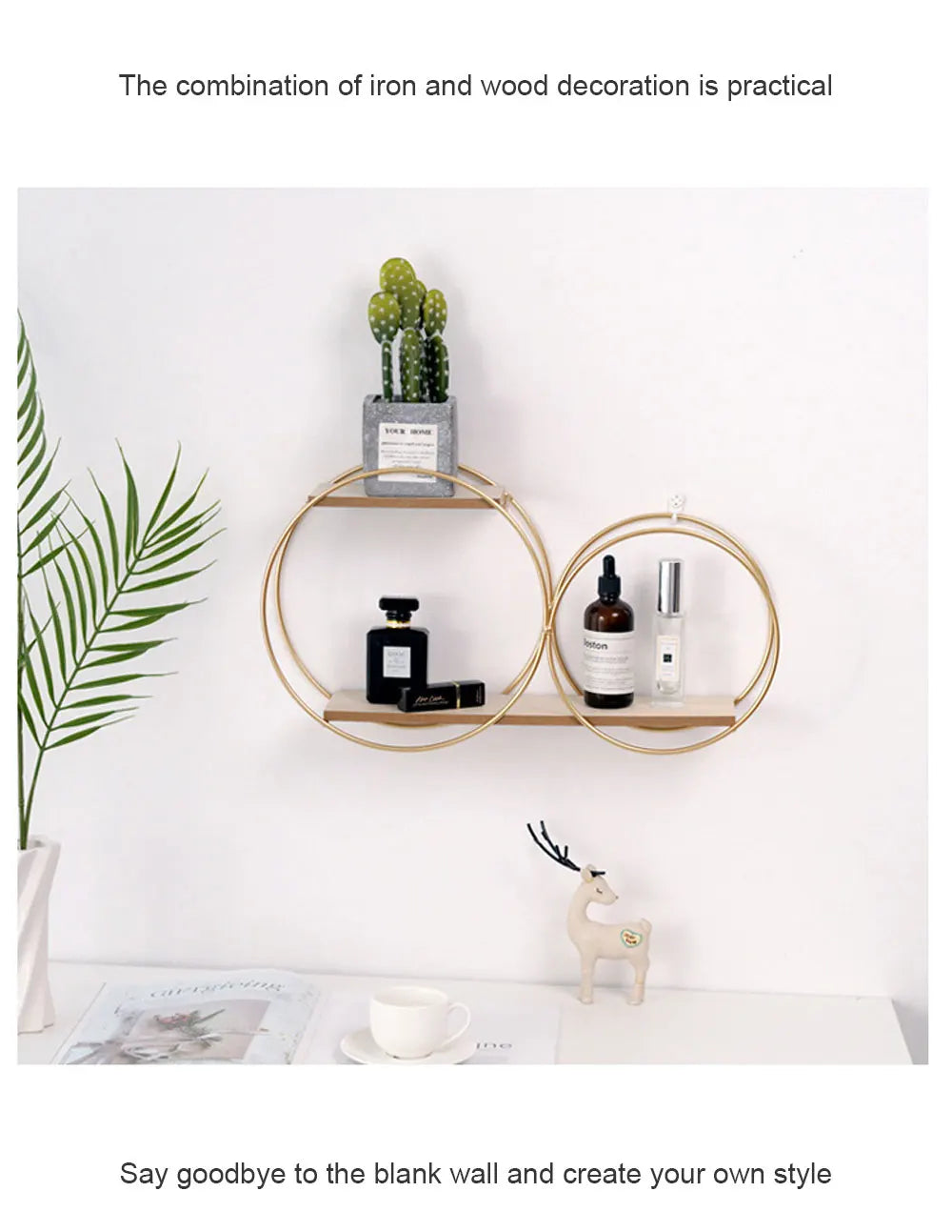 Room Rack Decoration Wall Circular Hanging Home Decor Shelves Candle Holder Aesthetic And Supports Wooden Teen Living Floating