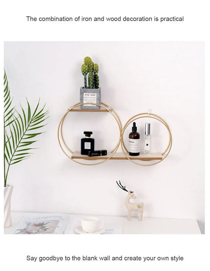Room Rack Decoration Wall Circular Hanging Home Decor Shelves Candle Holder Aesthetic And Supports Wooden Teen Living Floating