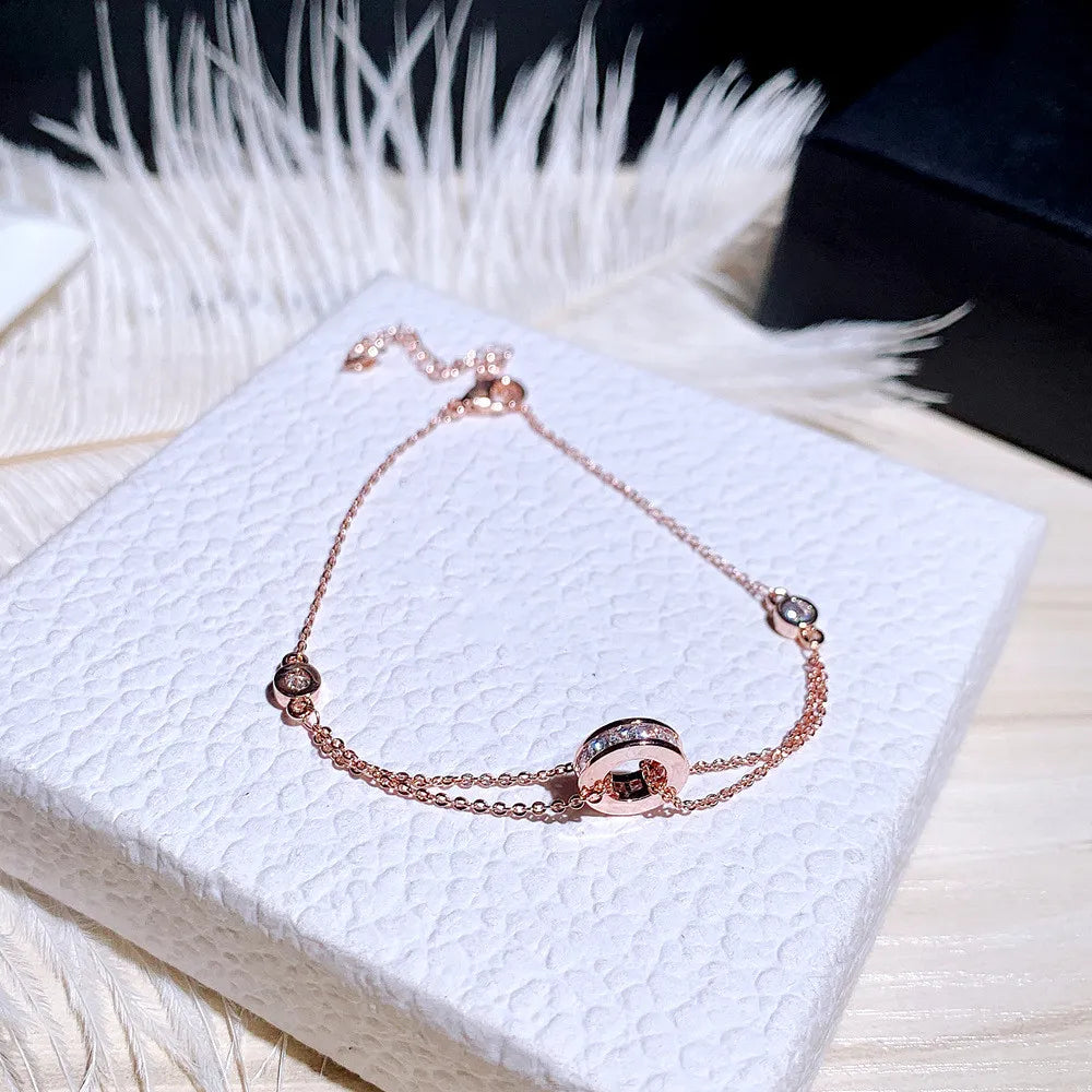 Luxury Bling AAA Zircon Buckle Women Bracelet Handmade High Quality Sparking CZ Copper Plated Read Gold Pulseras Brasselet