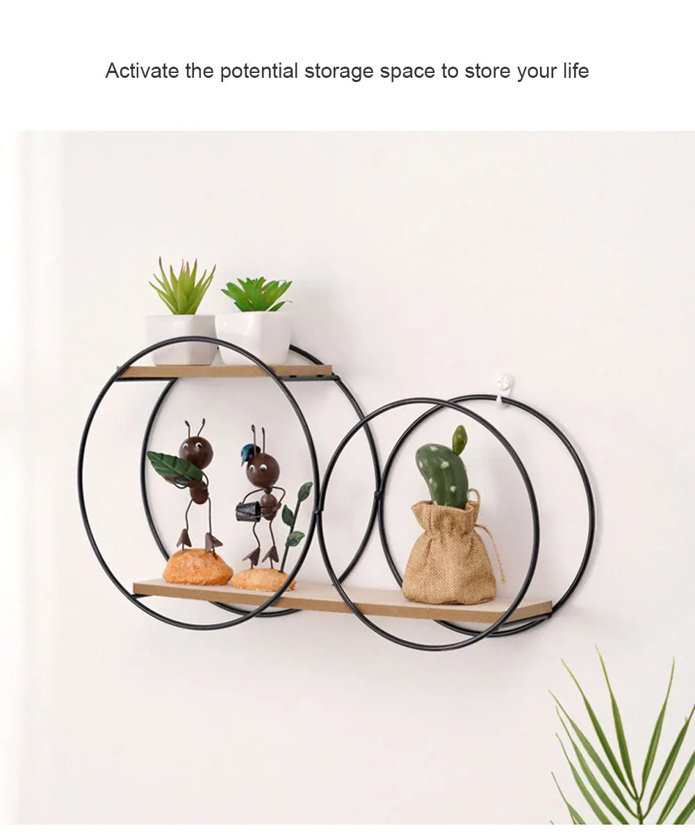 Room Rack Decoration Wall Circular Hanging Home Decor Shelves Candle Holder Aesthetic And Supports Wooden Teen Living Floating