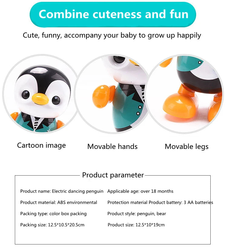Kids Dance Robot Toy Plastic Cute Cartoon Walking Animal Electric Musical Light Shake Doll Early Educational Toys For Children